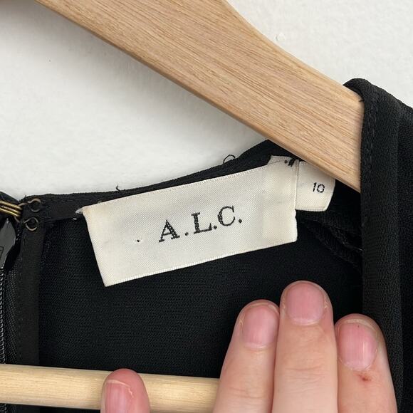 A.L.C. Mara Long Sleeve Structured Asymmetrical Hem Crepe Mini Dress - Size 10 - Picture 6 of 14